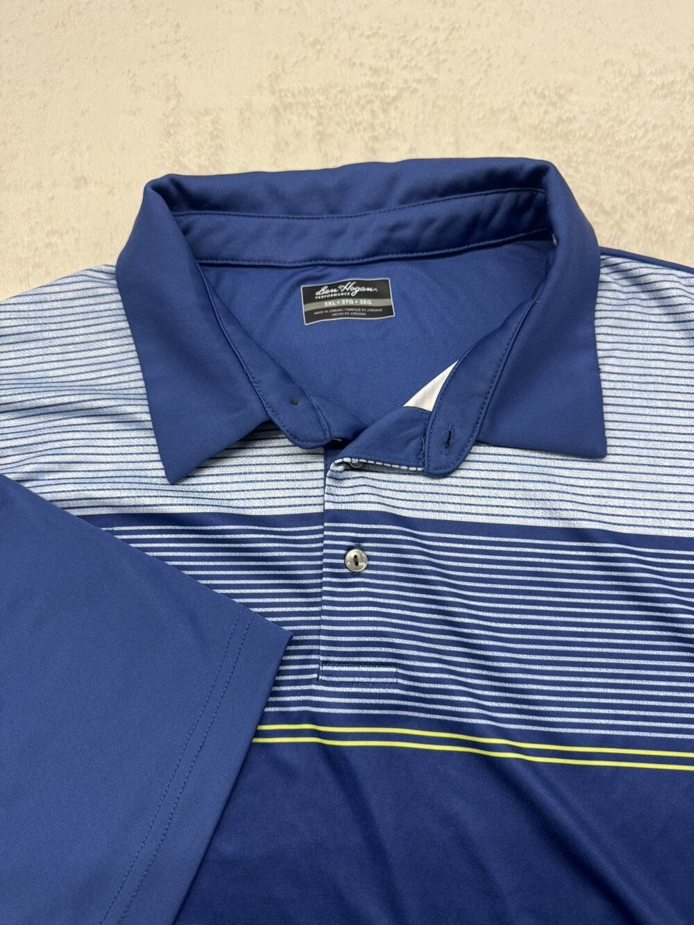 Ben Hogan Performance Men’s Striped Golf Shirt - Blue Size 3XL Golf Shirt